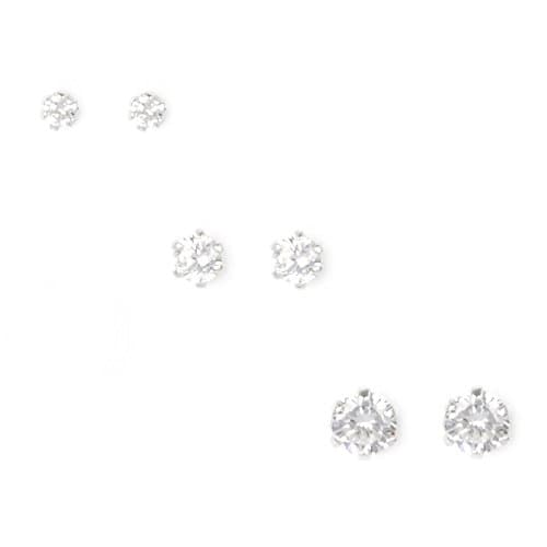 Stainess Steel CZ Stud Earrings (Size 4mm)