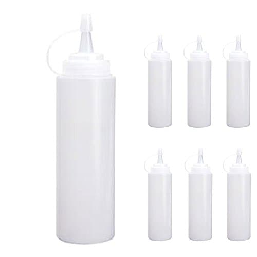 Goodservice4y Plastic Bottle Dressing Squeeze 8-oz/12-oz/16-oz/24-oz (6PCS 12oz Clear)