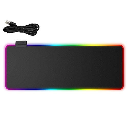 BlueFinger Led RGB Soft Gaming Mouse Pad,Led Mouse Mat,Upgrade Large Wired Glowing Led Extended Mousepad,Gaming Keyboard Pad Mat,Non-Slip Rubber Base, 31.5 x 11.8 inches