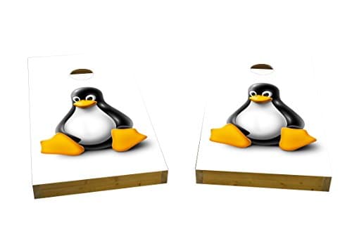 Custom Cornhole Boards "Tux The Linux Mascot" Cornhole Boards (Heavy Duty), 2' X 4'