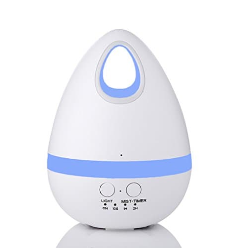 Essential Oil Diffuser 200ml Ultrasonic Aromatherapy Oil Diffuser with Adjustable Mist Mode Waterless Auto Shut-off and 7 Color Changing LED Lights Portable for Home Baby Office (white)