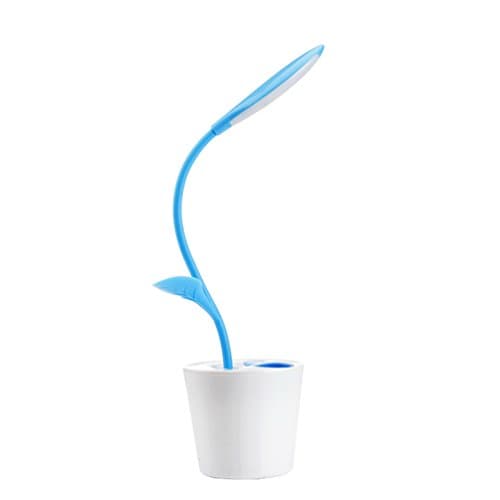 Wujee LED USB Charging Desk Lamp Portable Touch Dimmable Night Light Pens Pencils Holder Table Supplies Organizer Container for Home Office School (Blue)