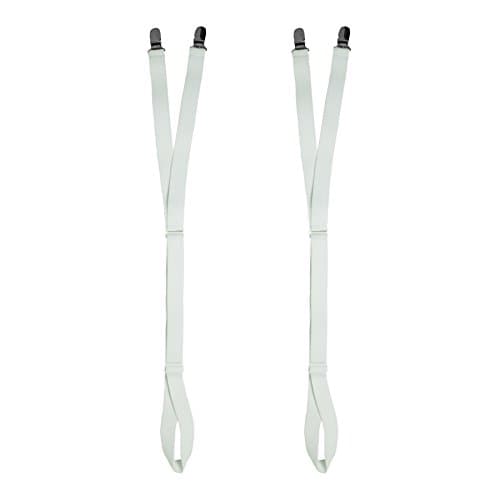 White Shirt Stays – Stirrup/Loop Style (2-Pack, 1-Pair) Elastic Adjustable Shirt Keepers