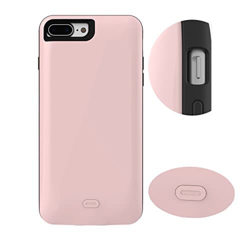 FILIWI iPhone7 Plus Battery Case-High capacity 7500mAh Half Pack Battery Backup External Charger Cases for iPhone 7 plus Silicon Case Charg Cell Phone Cover (Rose)