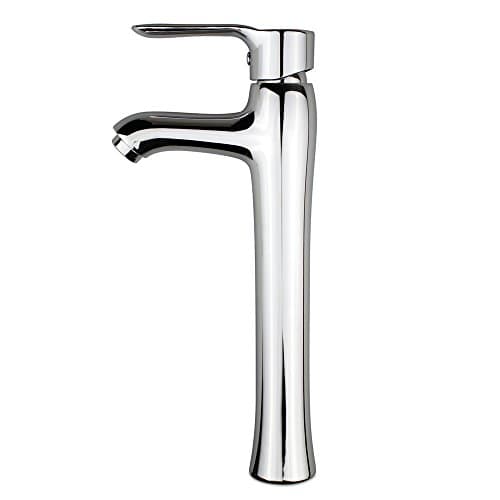 Seafulee Faucet Modern Curve Spout Single Handle Deck Mounted Bathroom Vessel Sink Faucet, Polished