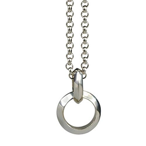 ORKST 925 Silver Men's Double Ring Pendant, Thai Silver Handmade Jewelry Vintage Necklace, Chain Length 60Cm, Jewelry Gift, Gift Box