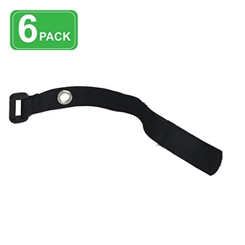 Reclosable Cable Wrap with Eylet | 8 inch | Wall Mount | Black | 6 PACK