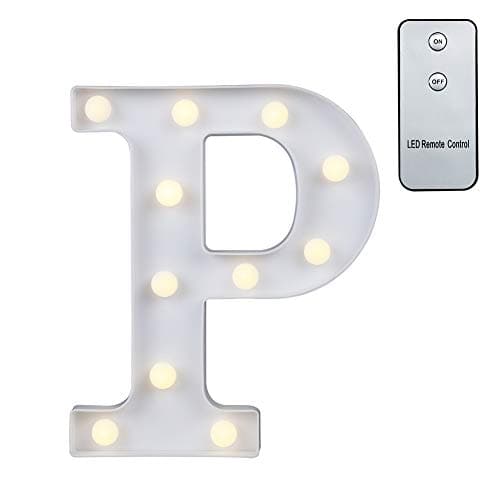 Carry360 LED Marquee Letters with Remote Control, Plastic LED Letter Lights Alphabet Light Up Sign Decoration, Letters A - Z, Numbers 0-9, Symbol & (P)