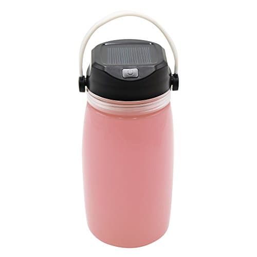 QILOVE IPX7 Multi-functional Folding Waterproof Storage Solar Powered Silicon Bottle Camping Lantern USB Rechargeable Portable LED Flashlight With Three Light Levels (Pink)