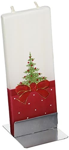 Flatyz Twin Wick Unscented Thin Flat Candle - Christmas Tree Bow