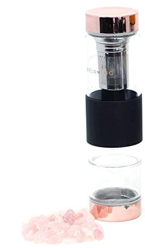 BECOMING Rose Gold Gem Elixir Mantra Water Bottle Tea Infuser