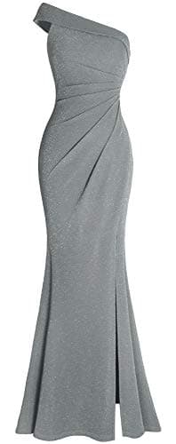 Women's Ruched One Shoulder Side Split Evening Party Dress