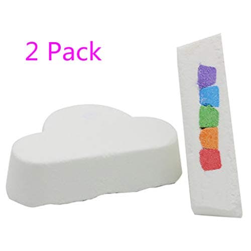 BeautyShe Rainbow Cloud Bath Bomb, Float on Water&Release Vivid Rainbow Color, Moisturize Dry Skin, Bath Fizzy Stocking Stuffer Gift for Her, Surprise Bath Bomb, Kids’ Most love! (2 PC)