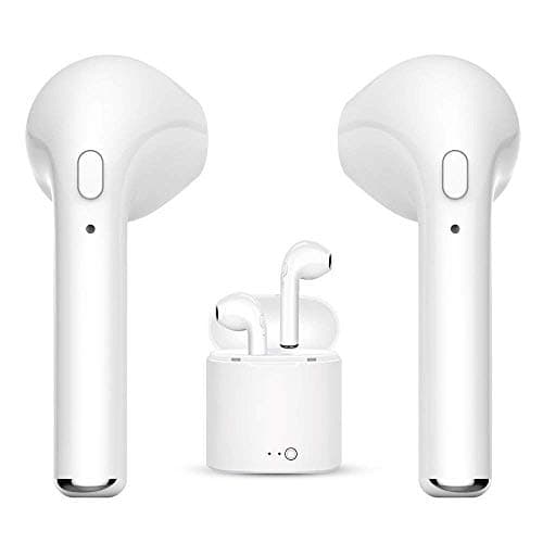 DITTOU Stereo Wireless Headphones, Mini Bluetooth Earbuds Mic Charging case Smartphone LG G5 G4 G3, iPod Shuffle, iPod Nano 7, Samsung Galaxy S7 S6,etc (White) (White)