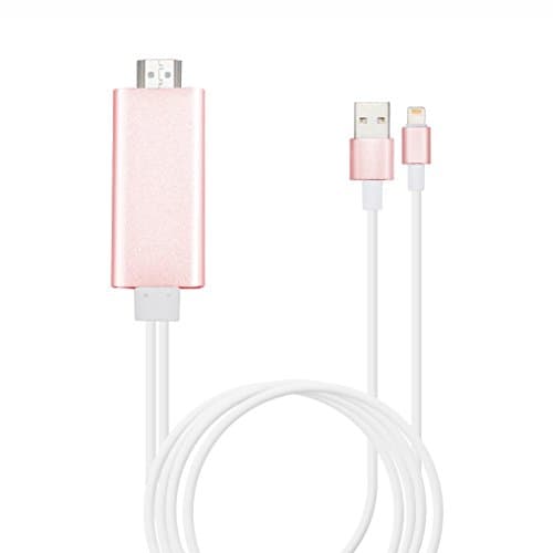 Upgrade iPhone to HDMI Cable for iPad iPod Support 1080P, No Need Personal Hotspot, WIFI, Setup (Rose Gold)