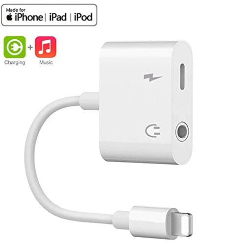 Headphone Adapter for iPhone Dongle Aux Headset Adaptor Cable to 3.5mm 2 in 1 Splitter for Charging and Audio Compatible for iPhone Adapter XS/MAX/XR/X/8/8Plus/7/7Plus Support All iOS
