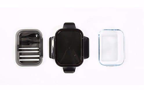 Glass meal prep food storage container-single compartment bento box with utensils set for fruit, lunch, gourmet, BPA Free, Microwave, Oven and Dishwasher safe, Airtight and Leak Proof Lids, 23 oz