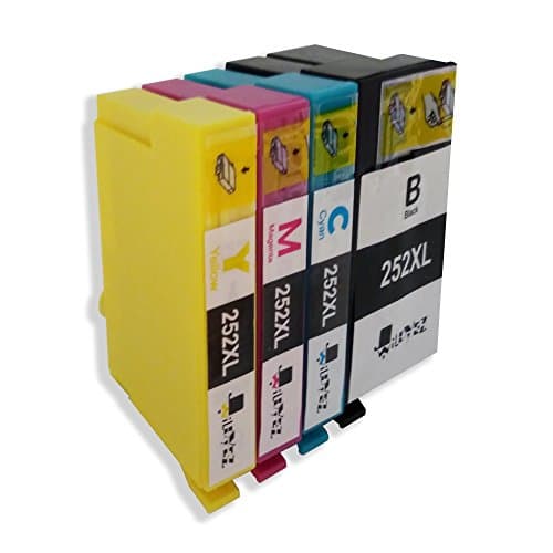 Wildyez 4 Pack 252 252XL Replacement Ink Cartridges ( Black, Cyan, Magenta, Yellow)–Worked in Wf-3620 Wf-3640 Wf-7620 Wf-7610 Wf-7110 Wf-3630 Printer