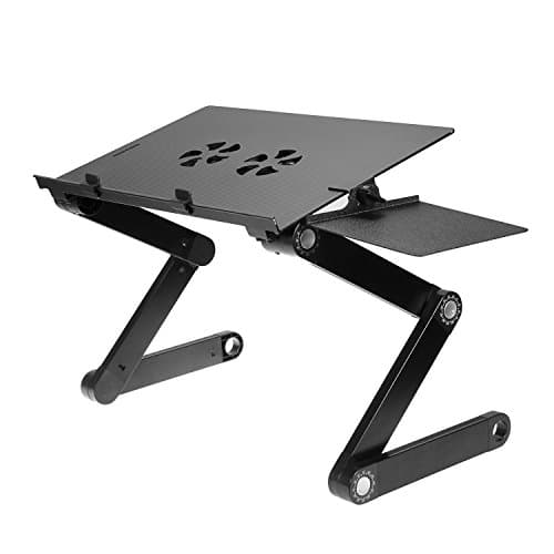 Wetno™ Adjustable Vented Laptop Table Laptop Computer Desk Portable Bed Tray Book Stand Multifuctional & Ergonomics Design Dual Layer Tabletop and Removable Side Tray.