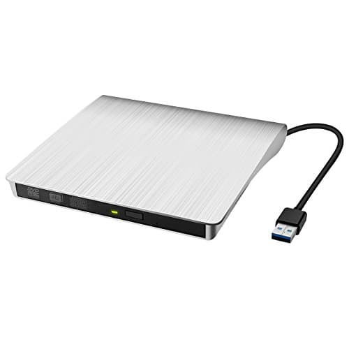 Yantop External DVD Drive, Portable USB 3.0 DVD CD Drive, External CD DVD Burner Writer Player for Apple Mac iMac Macbook Air/ Pro LG Acer Laptop Desktop PC, Support Windows 8/ 7/ XP, Silver