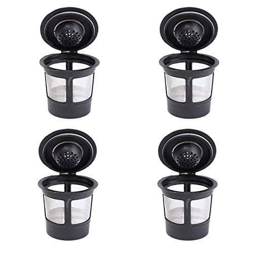 YTLS Christmas Gift 4 x Single Reusable Refillable Coffee Pod Filters Compatible for Keurig 2.0 & 1.0 Single Cup Coffee Filters Stainless Steel Mesh Filter