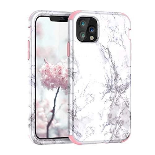 iPhone 11 Pro Case, Ankoe Marble Stone Pattern Shockproof Full Body Protective Cover Dual-Layer Slim Soft Flexible Silicone and Hard PC for iPhone 11 Pro 5.8 inch (2019) (Rose Gold)