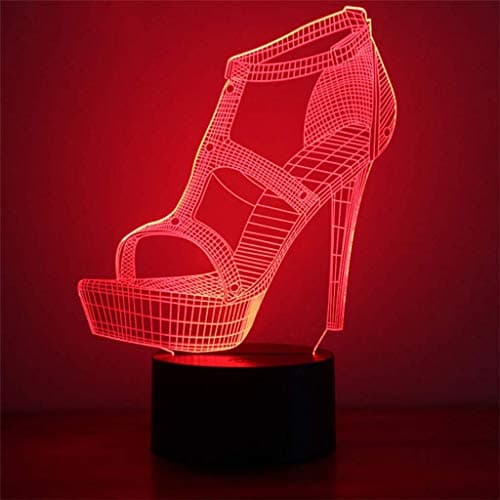Udxvsdfhd 3D Night Light 3D Illusion LED Night Light, Bedroom Desk Lamp, 7 Colors Flashing, Button Switch USB Powered, for Kids Gifts Home Decoration IdeaArt and Crafts, High Heels Led Visual Lights