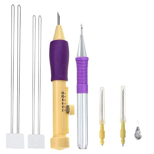 9pcs/set Magic Embroidery Pen Set Punch Needle Kit Knitting Sewing Craft Crochet Felting Tool for DIY Threaders Sewing with a Stitching Punch Needle Holder