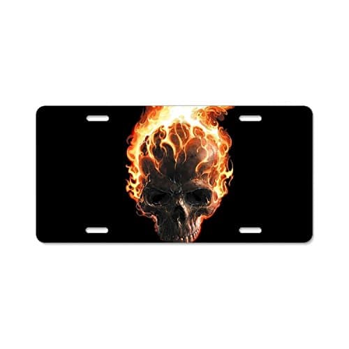 Imtailang Fire Skull Custom Plate Frame Stainless Steel Express Personalized Tag Holder