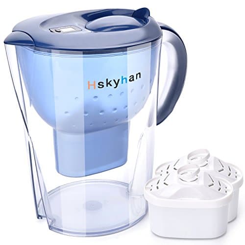Hskyhan Alkaline Water Pitcher - 3.5 Liters Improve PH, 2 Filters Included, 7 Stage Filteration System To Purify, Blue