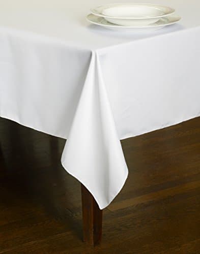 Chesna™ White Table Linen 60 X 126 Inch Polyester Washable Rectangular Oblong Tablecloth for Events, Parties, Weddings and Home