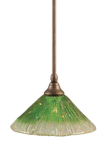 Toltec Lighting 23-BRZ-437 Stem Mini-Pendant Light Bronze Finish with Kiwi Green Crystal Glass, 10-Inch