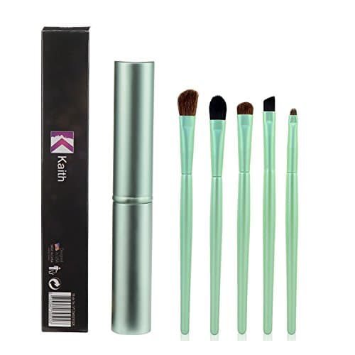 Kaith Makeup Brushes Eye Makeup Brush Set Professional 5 Piece Wooden Handle Smoky Brush Lipbrush Eyeshadow Bush with Luxury Case (Green)
