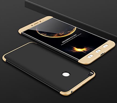 ERLI Xiaomi Mi Max 2 Case Hard, 360 Protection 3 in 1 Combination Anti-Scratch PC Ultra-thin Shockproof case cover, Screen Protector for Xiaomi Mi Max 2 (Black + Gold)