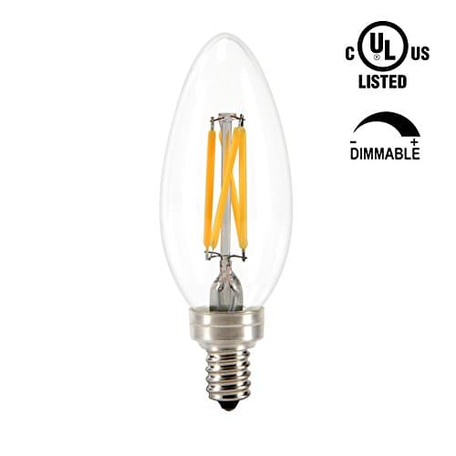 Grozon LED Chandelier Bulb, 3.5W Dimmable (40W Equivalent), E12 Base Edison LED Bulb, 2700K, UL Listed, Blunt Tip, 1 Pack