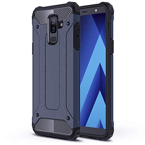 Norby Solid Heavy Duty Rugged Tough Hybrid Rigid Armor Guard Back Case Cover for Samsung Galaxy J8 2018(Navy Blue)