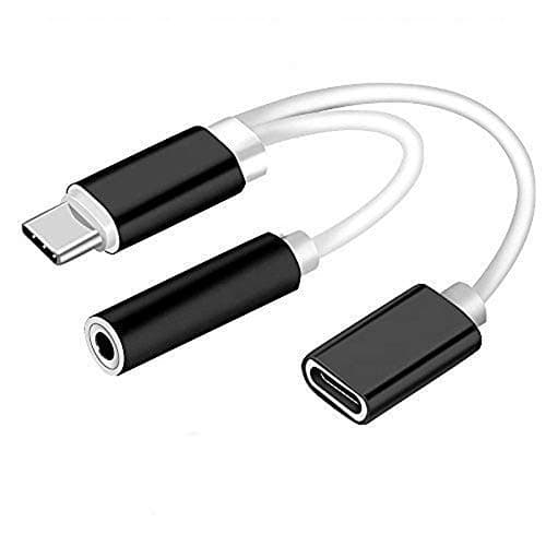 SRMAJI STORE 2 in 1 Type C to 3.5 mm Charger Headphone Audio Jack USB C Cable Portable Connector Adapter for One Plus 6t/7pro, MI A2 Etc.(Black)