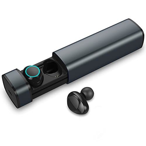 Genso True Wireless Stereo In-Ear Earbuds Bluetooth (V4.2) Built-In Mic, Come with Portable Charging Case (800mAh) for iPhone and Android Device, Noise Canceling Touch Control Earphones (Gray)