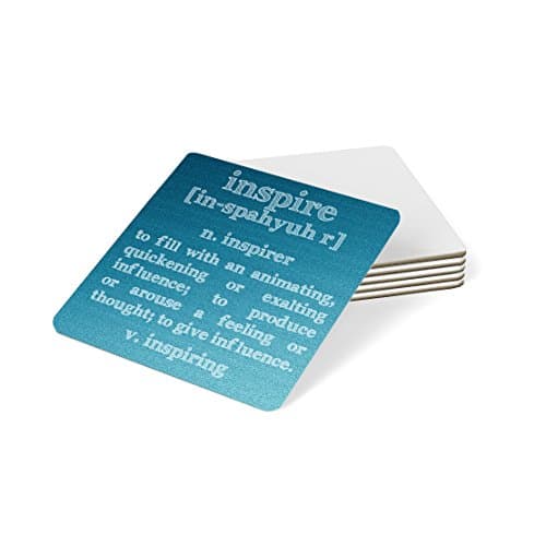 Feel Good Art High Gloss Coaster in Modern Typographic Design for The Office or Home from The Motivation Collection (Sky Blue Tones)