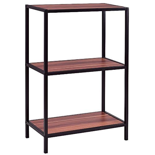 3 Tier Storage Shelf Rack Metal Frame Large Storage Space Bookcase Bookshelf Book Photo Potted Plants Display Organizer Freestanding Home Kitchen Bathroom Furniture Decoration Smart Compact Design