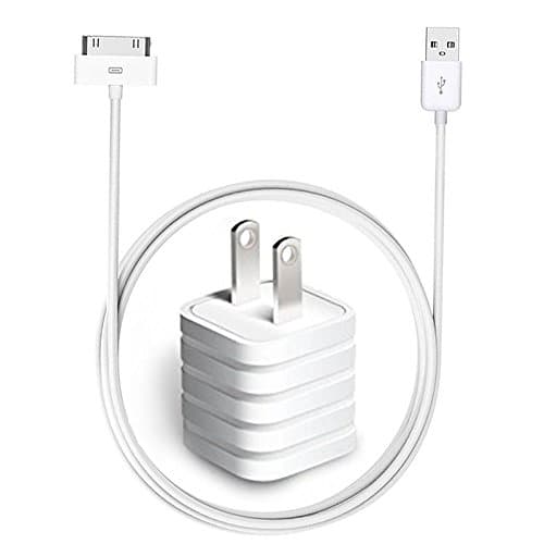30 Pin Charger, USB Wall Plug Adapter with 10ft USB 30 Pin Cable for iPhone 4/4s, iPhone 3G/3GS, iPad 1/2/3, iPod (10ft iPhone 4s Cable White)
