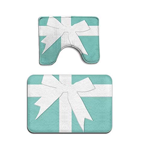 Beach Surfer Blue Tiffanys Inspired Turquoise Please Return Designer Bath Mat Bathroom Carpet Rug Washable Non-Slip 2 Piece Bathroom Mat Set