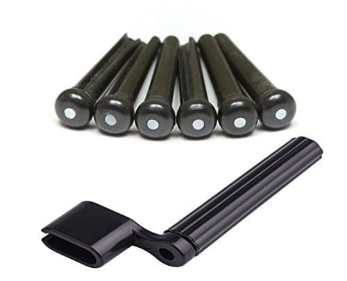 JieRui 6 Pcs Bridge Pin Set +String Winder for Acoustic Guitar