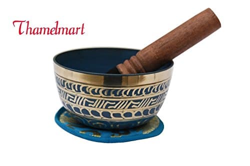 5 inch EtchingThroat Chakra Tuning-Note G-Color Blue-singing bowl made in Nepal