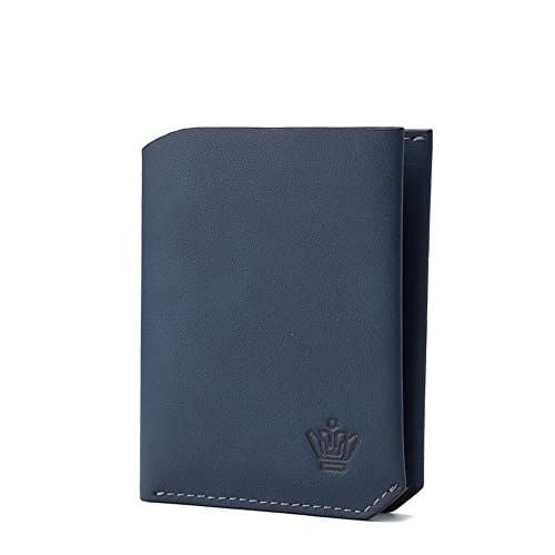 Men Wallet, RFID Blocking Genuine Leather Stylish Wallet Thin Minimalist Pocket Money Dollar Cards Clip Wallets (Bifold - Blue)