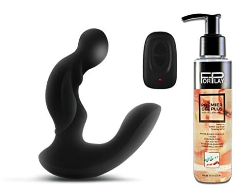 The Nero Premium Silicone Rechargeable Remote Control Wireless P Massager for Men and Paraben Free Premium Hypoallergenic Water-Based Lubricant 7 Oz