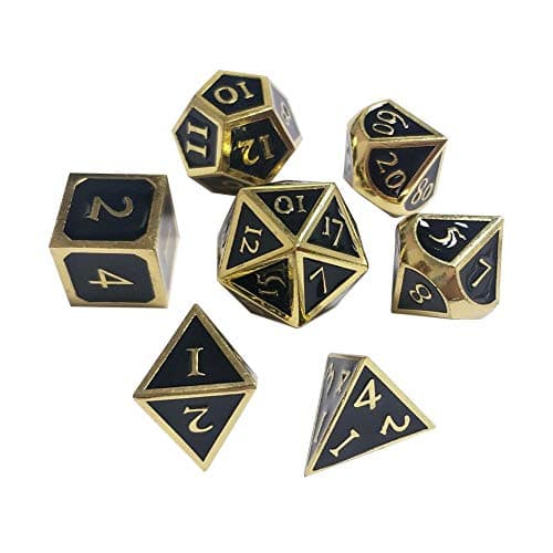 longrep 7 Pieces Set Table Games Dice Multiple Sides Dice Innovative RPG Dice Metal Dice set for Game Dungeons and Dragons RPG Math Teaching