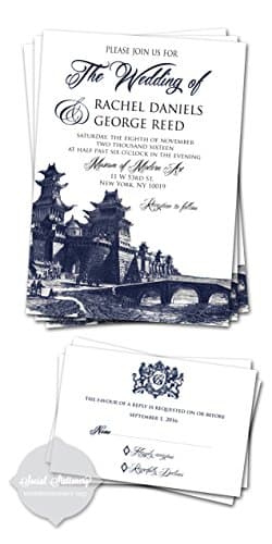 Customized wedding invitations/Wedding Invitation Cards/Navy Blue/ Set of 10