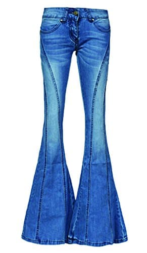 XTX Women Easticity Slim Flared Long Bell-Bottoms Jeans Plus Size 25 Dark Blue