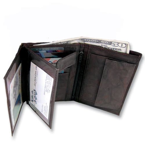 Mens Black/Brown Leather Bifold Max Wallet - Engravable Personalized Gift Item